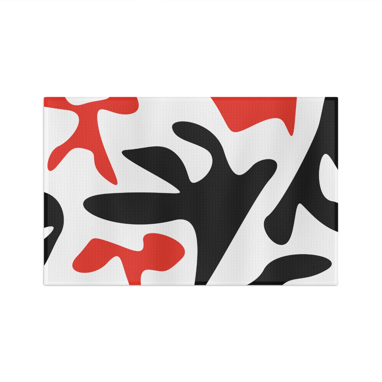 Abstract Red & Black Leaf Microfiber Tea Towel — Modern Botanical Kitchen Towel