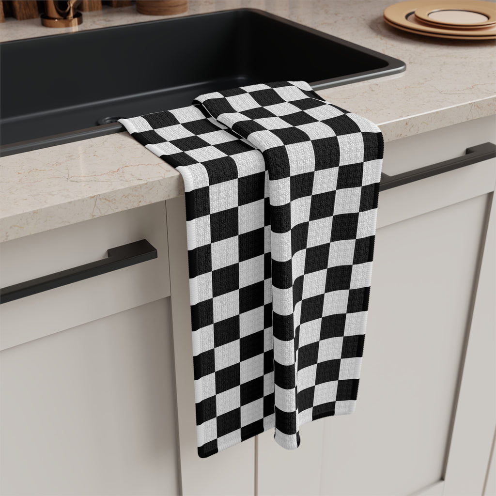 Black Check Tea Towel